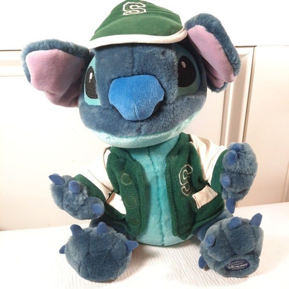 Disney Store Exclusive Lilo & Stitch Plush Varsity Jacket hat green sports Hoop